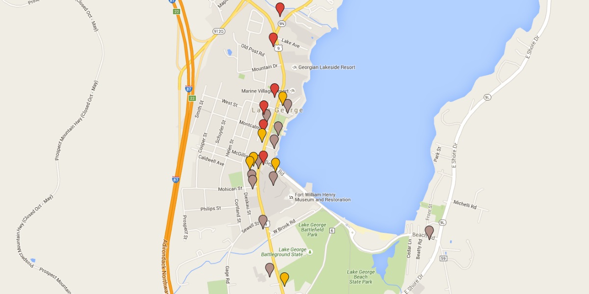 Map of Lake George Restaurants