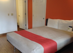 Bed in the Motel 6 Lake George